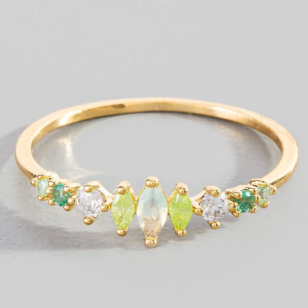 Gold Dipped Cz Rhinestone Ring: Gold