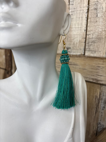 Sea Green Fringe Earrings