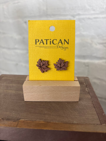 Laser Engraved Earrings - Leaf