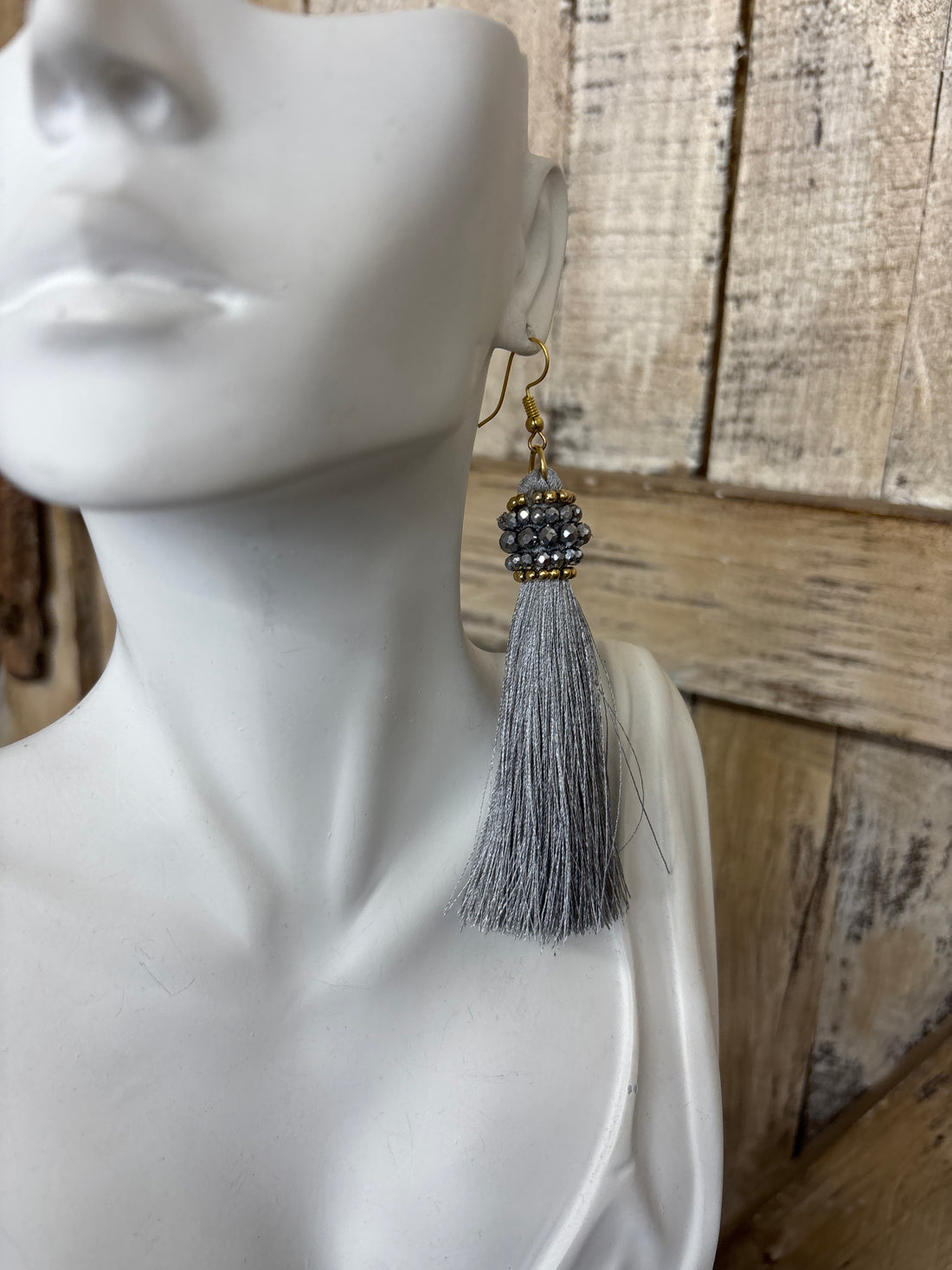 Grey Fringe Earrings