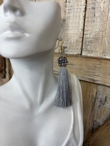 Grey Fringe Earrings