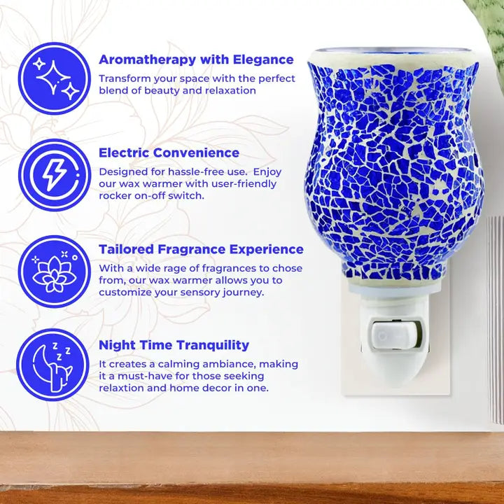 Plugables® Fragrance Vase - Blue Mosaic Wax Warmer