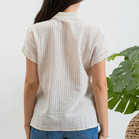 Stripe Linen Top - Khaki
