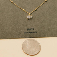 Faceted Oval Gem Pendant Station Bead Chain Necklace: Gold
