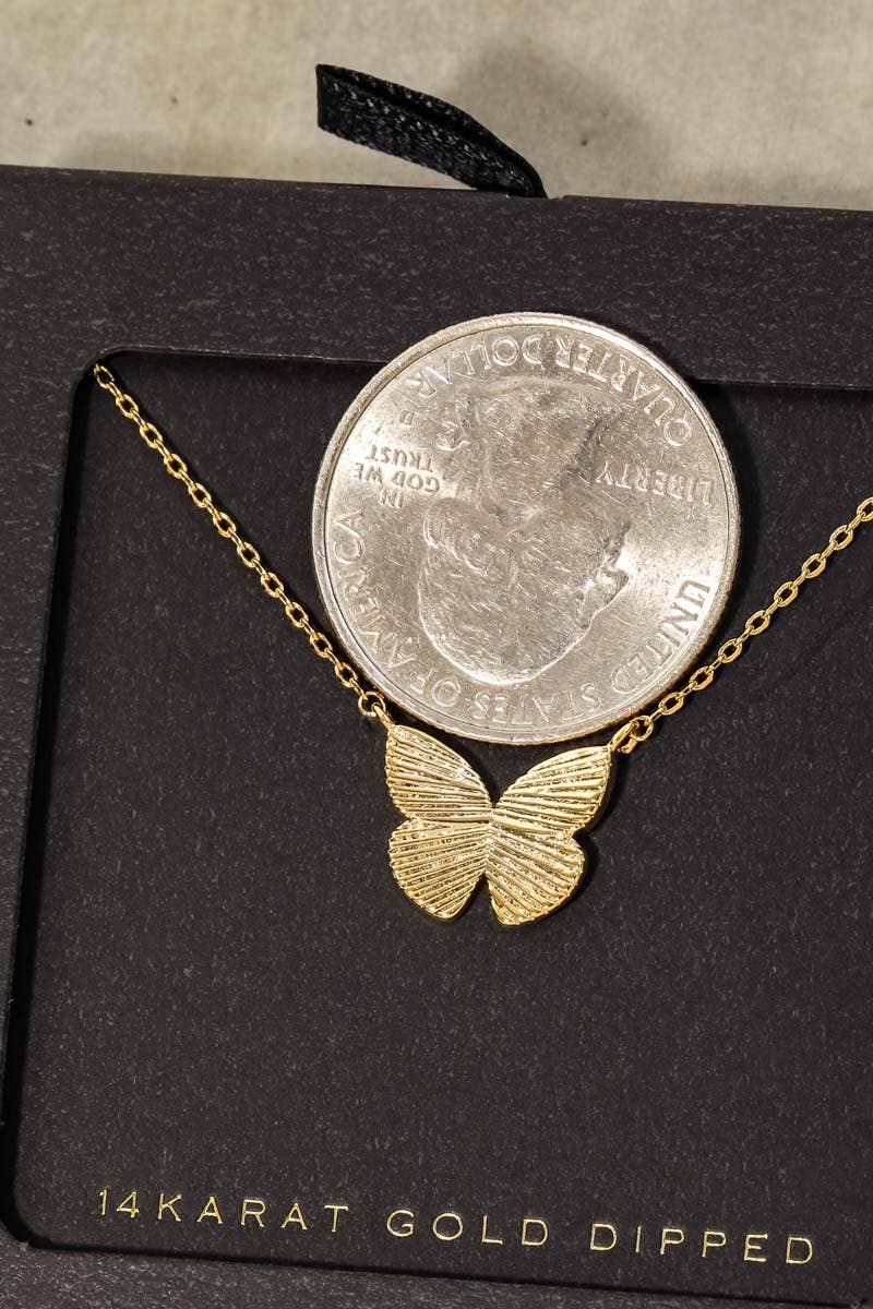 Gold Dipped Butterfly Pendant Necklace