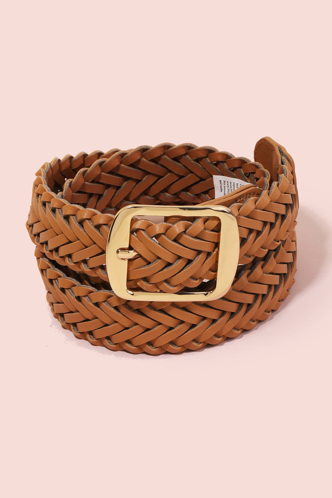 Vegan Leather Braided Belt: Brown