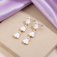 Halloween Triple Ghost Enamel Drop Earrings