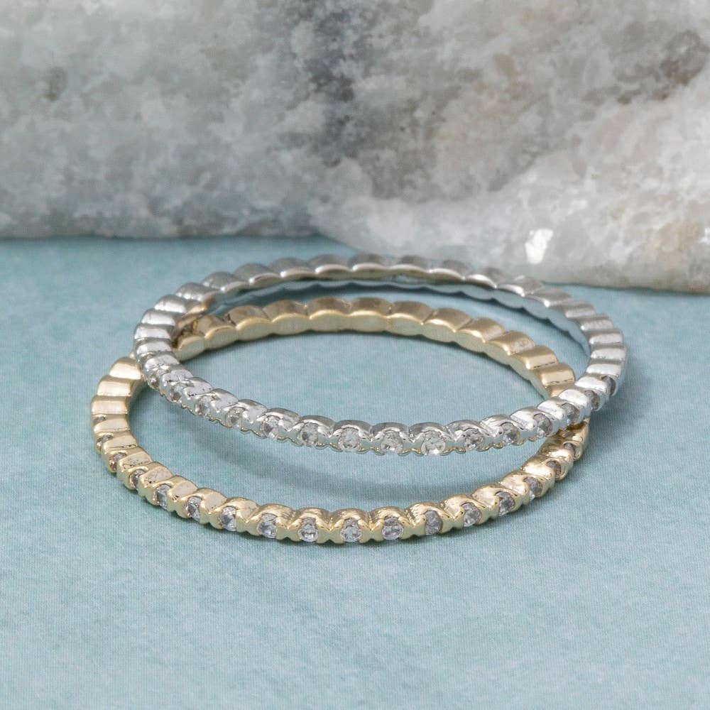 Delicate Cz Studded Gold Dipped Ring: Gold