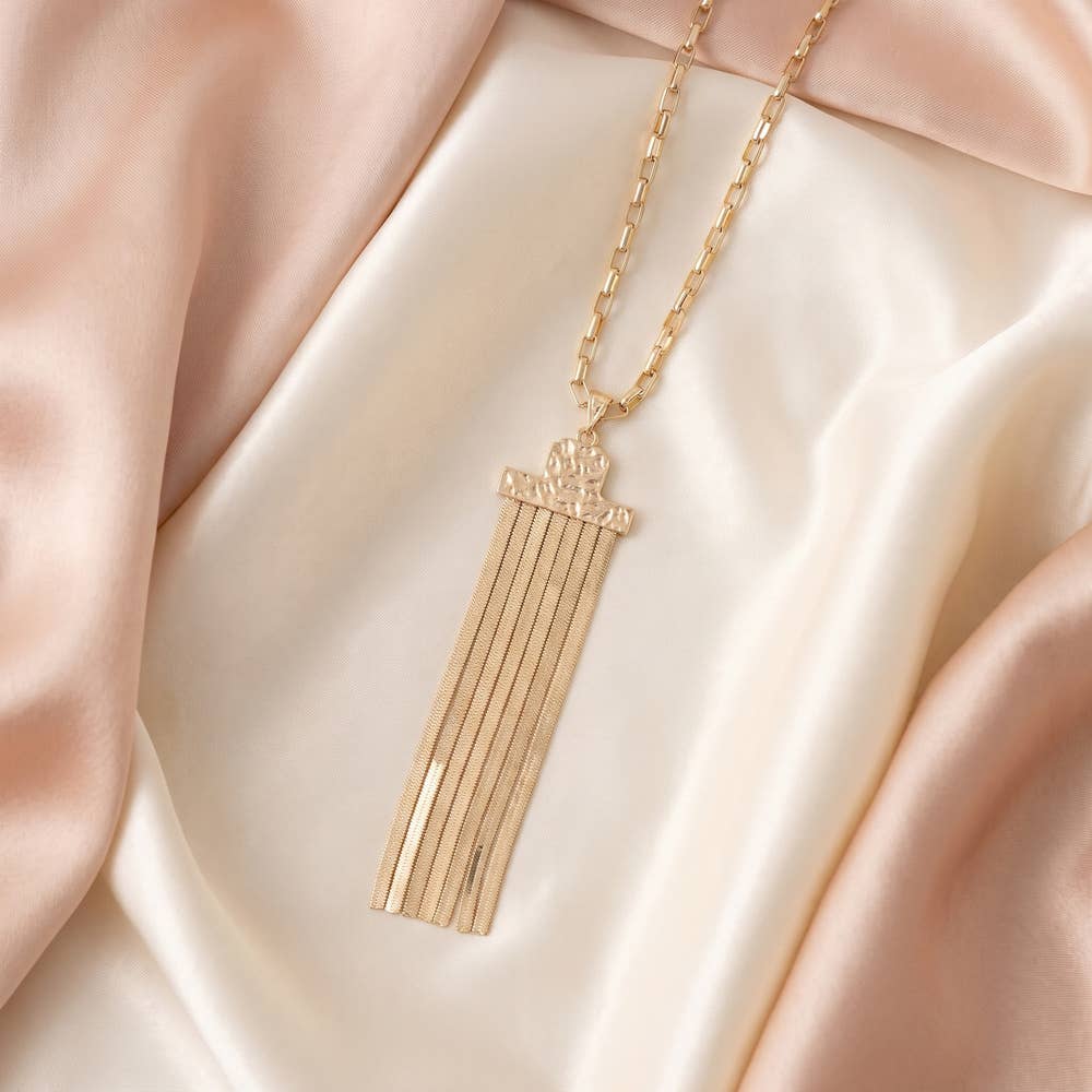 Herringbone Tassel Pendant Long Necklace