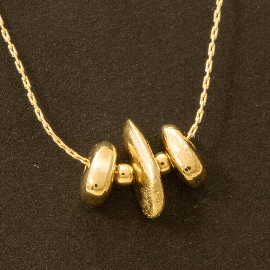 Abstract Metallic Bead Charms Chain Necklace - Gold