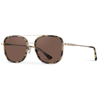 Gia - Women's Square Aviator Polarized Sunglasses - Beige Tortoise/Brown Lens