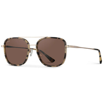 Gia - Women's Square Aviator Polarized Sunglasses - Beige Tortoise/Brown Lens