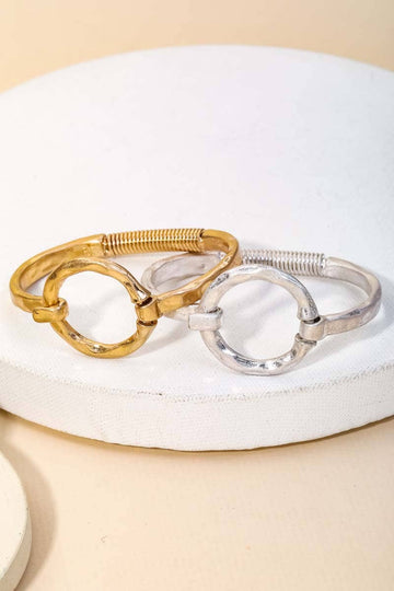 Hammered Circle Bangle Bracelet
