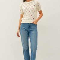 Embroidered Floral Crochet Top