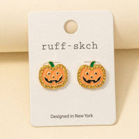 Halo Set Jack O Lantern Stud Earrings