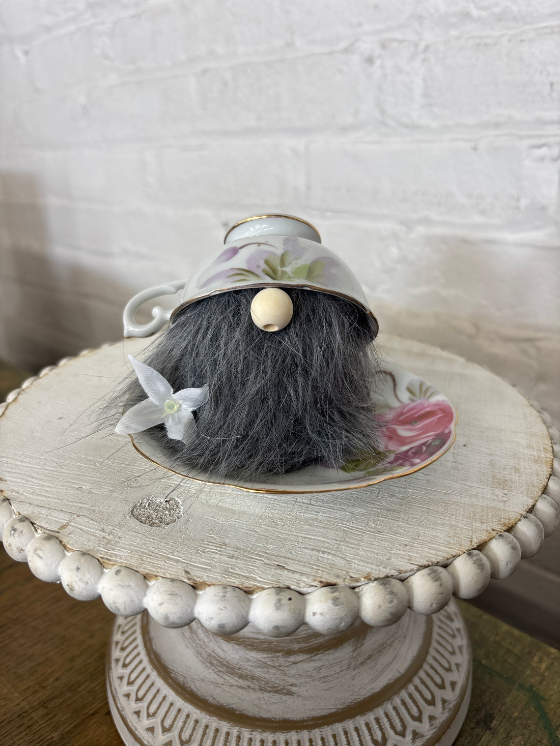 White Flower Teacup Gnome