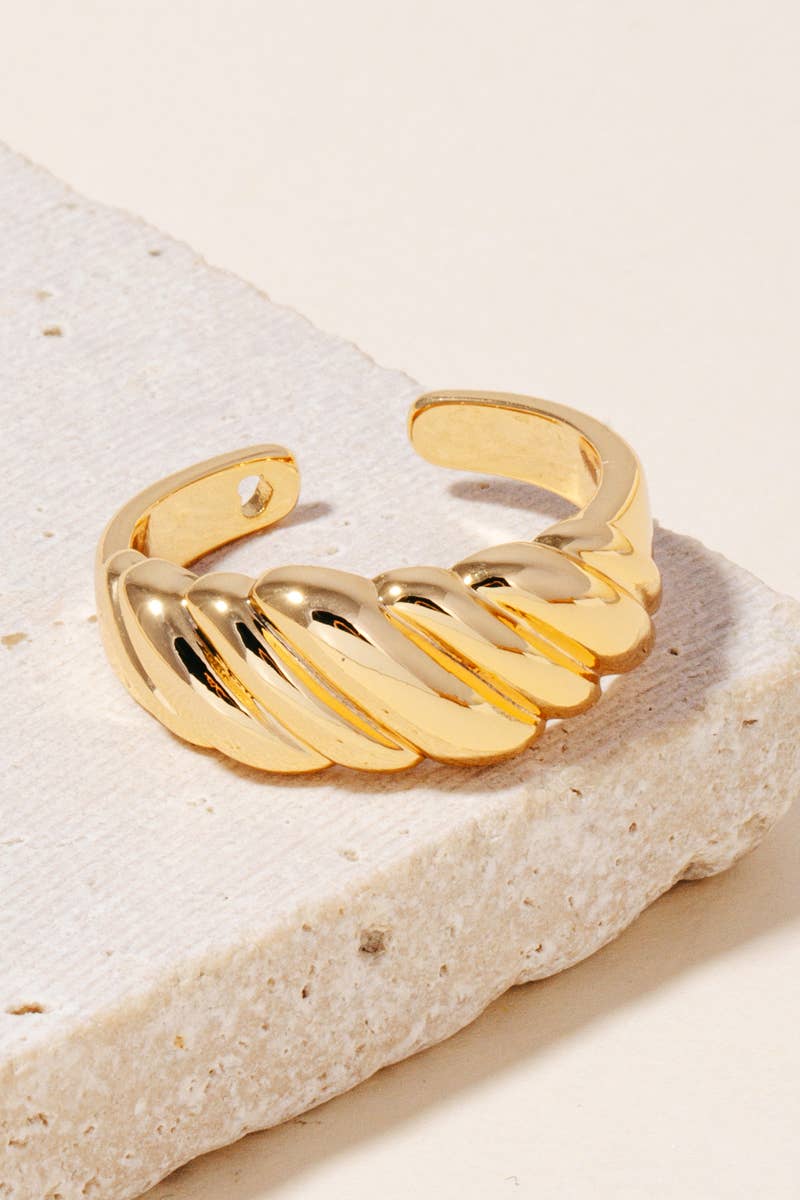 Metallic Open Croissant Ring