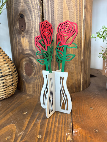 Laser Cut Rose Vase