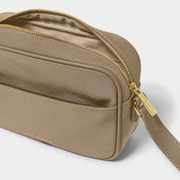 NYLON-LUXE CROSSBODY BAG | Taupe | 5 15/16" x 8 11/16" x 2 3/8"