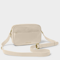 NYLON-LUXE CROSSBODY BAG | Chalk | 4 3/4" x 8 11/16" x 1 3/4"