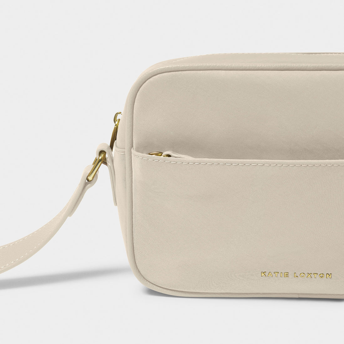 NYLON-LUXE CROSSBODY BAG | Chalk | 4 3/4" x 8 11/16" x 1 3/4"