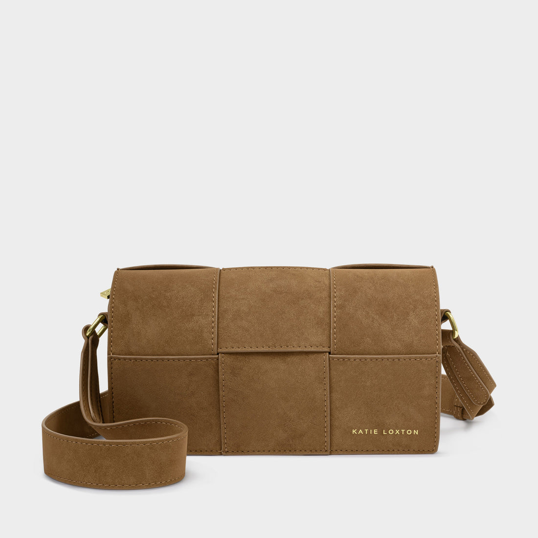 TAYA CROSSBODY BAG | Caramel Suedette | 5 1/2" x 9 1/16" x 2 3/4"