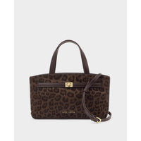 ORIN TOP HANDLE CROSSBODY BAG | Chocolate Leopard | 6 3/8" x 11 13/16" x 3 1/8"