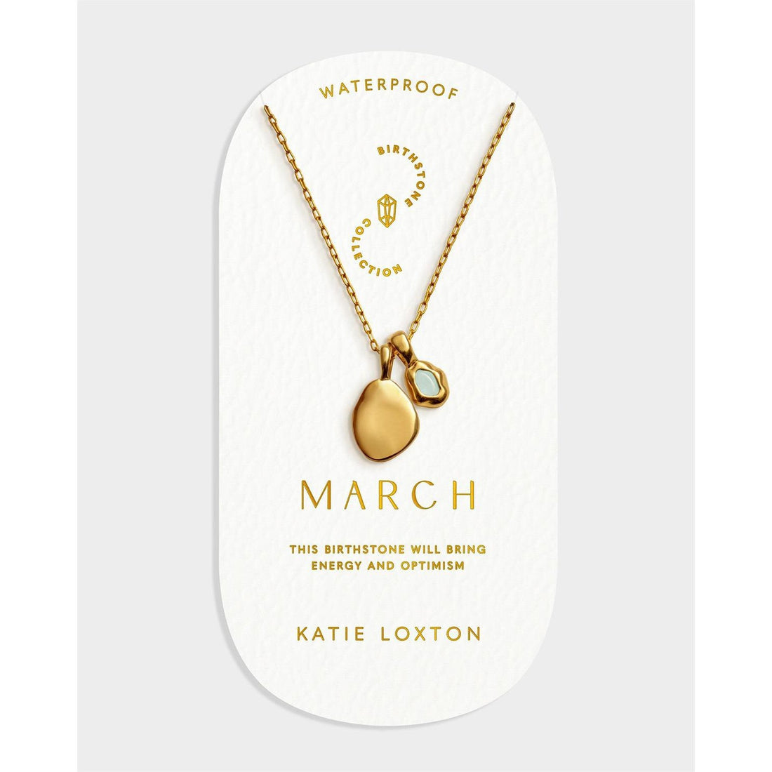 BIRTHSTONE NECKLACE | MARCH | Aqua Crystal | 15 3/4" + 1 15/16" extender