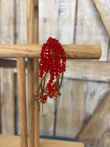 Cherry Red Beaded Charm Bracelet