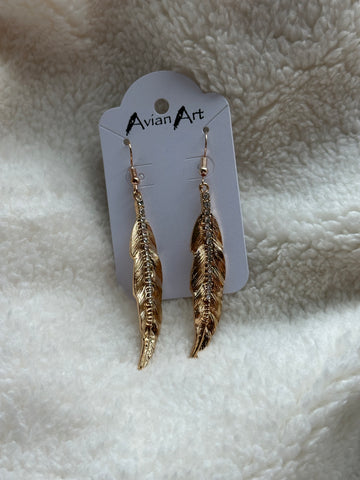 Gold Feather + Sparkle Earrings
