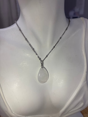 Silver Teardrop Quartz Necklace