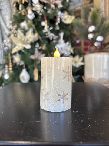 Gold Snowflake Frosty Votive - 3"