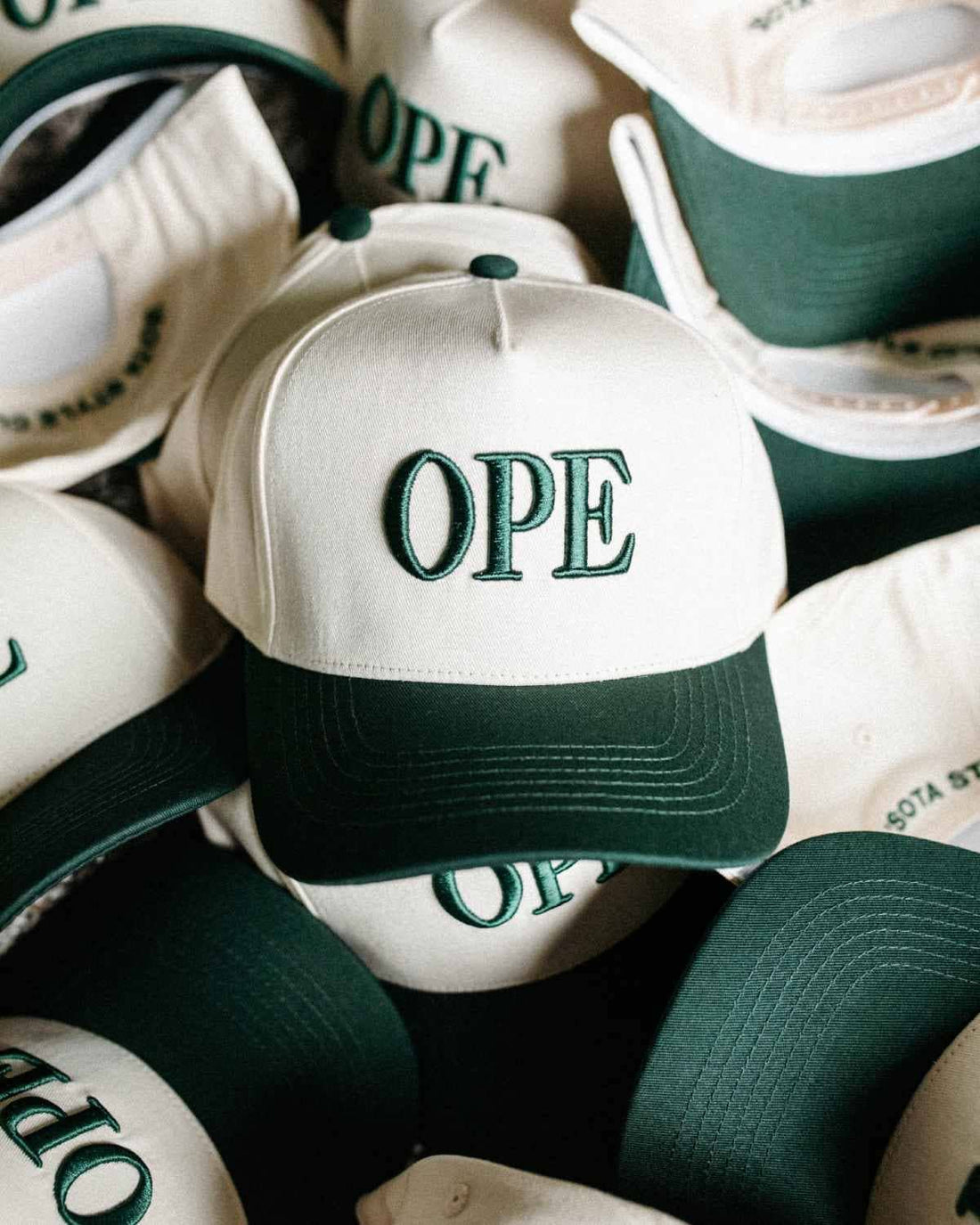 OPE Hat - Dark Green & Cream
