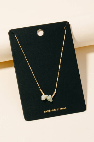 Triple Pebble Stone Charms Chain Necklace