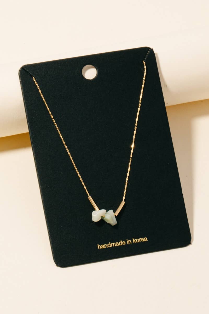 Triple Pebble Stone Charms Chain Necklace