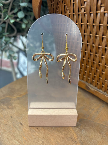 Golden Bow Drop Earrings
