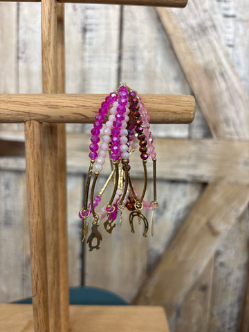 Shades Of Pink Beaded Charm Bracelet