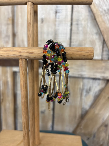 Black + Rainbow Beaded Charm Bracelet