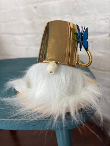 Gold + Butterfly Teacup Gnome