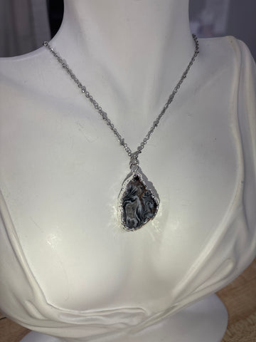 Silver Geode Necklace