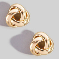 Metallic Knot Stud Earrings: Gold