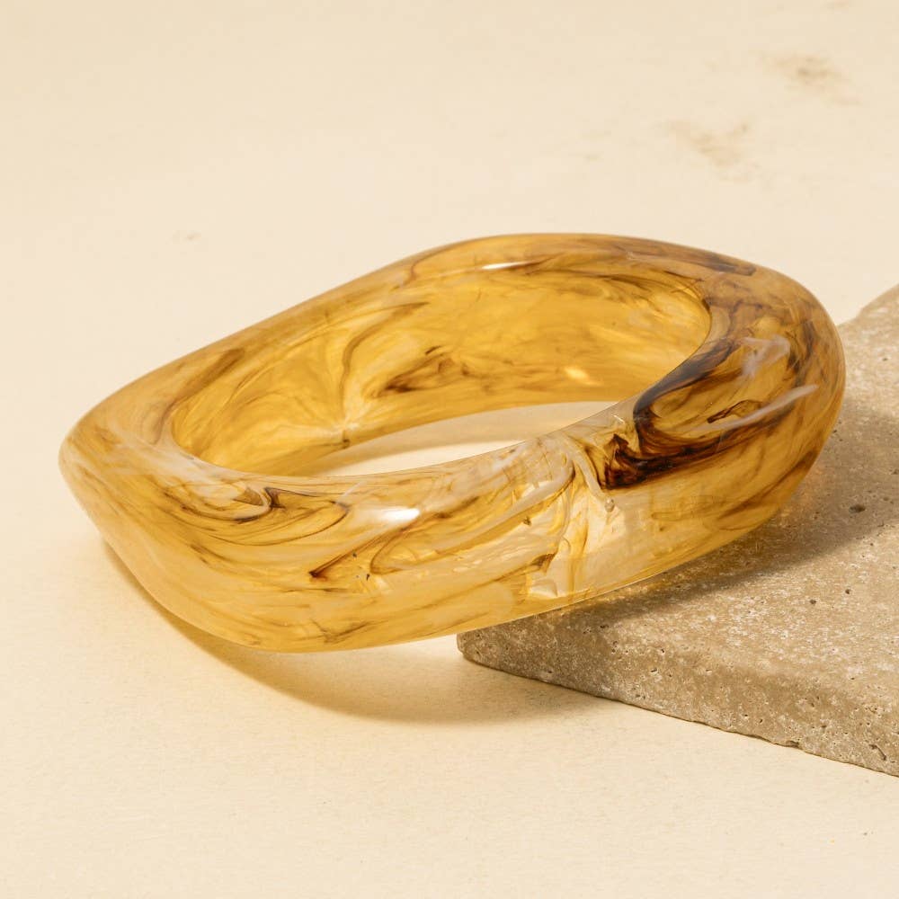 Large Squared Marble Acrylic Bangle Bracelet