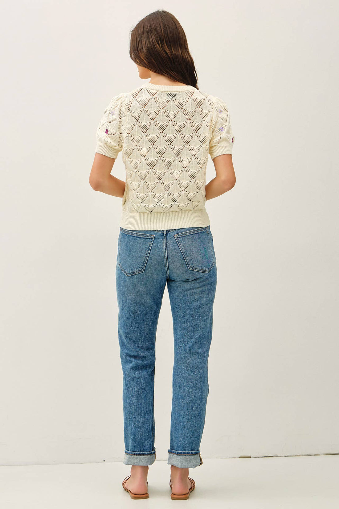 Embroidered Floral Crochet Top