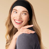 Recycled Fabric Ribbed Elastic Headbands 2pc Set - Black