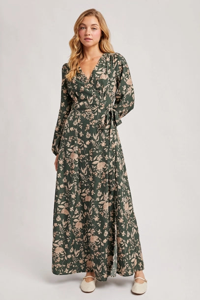 The Forest Reverie Wrap Dress - Hunter Green