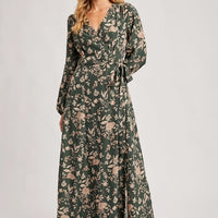 The Forest Reverie Wrap Dress - Hunter Green