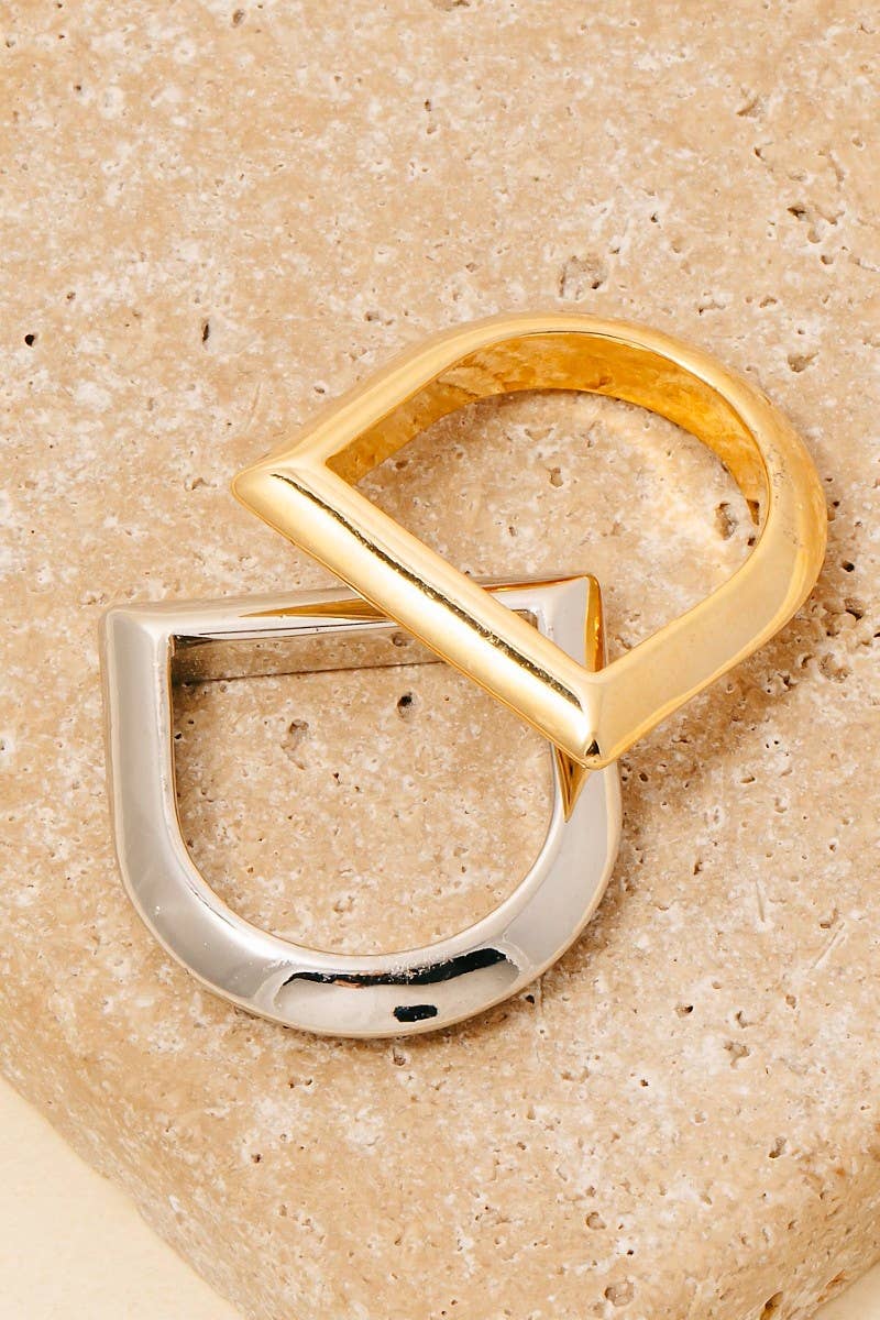 Gold Dipped Metallic D Ring Band Ring - Gold