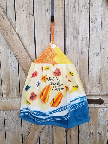 Salty, Sandy, Happy Kitchen Towel