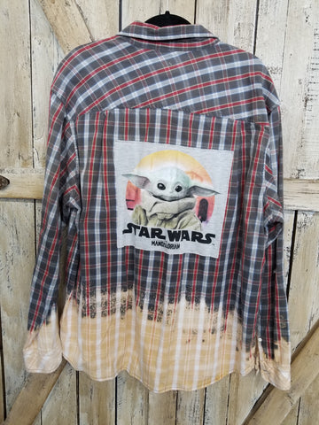 Repurposed Bleached Flannel with Mandalorian