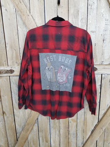 Repurposed Flannel with Rum & Coke Patch